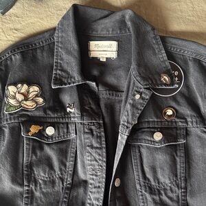 Madewell Black Jean Jacket with Patches